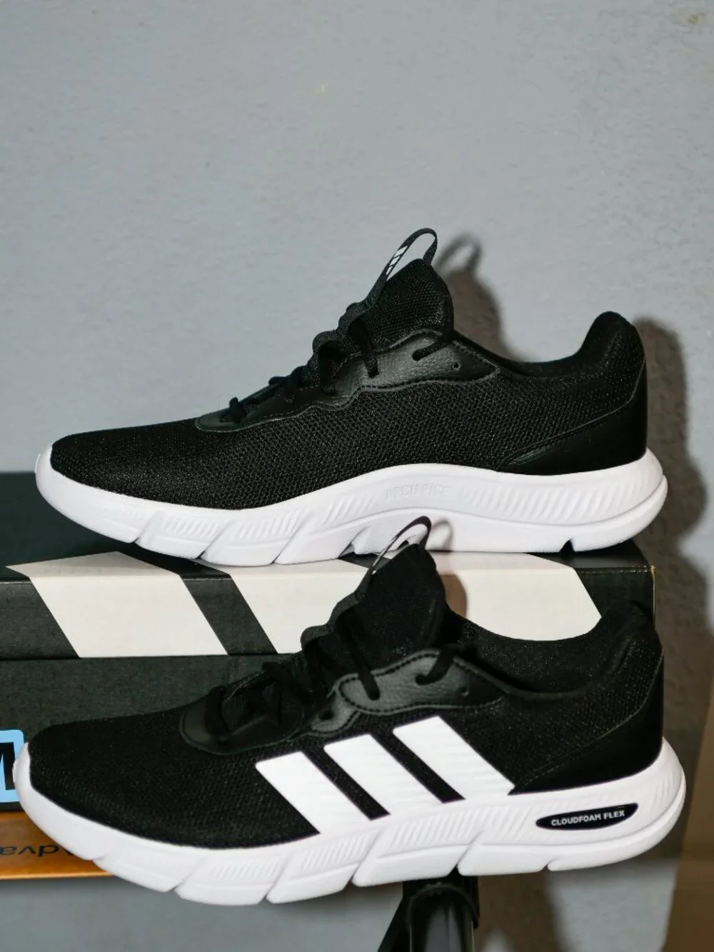 Men's Cloudfoam Flex Sneaker,adidas, bLACK/wHITE STRIPES